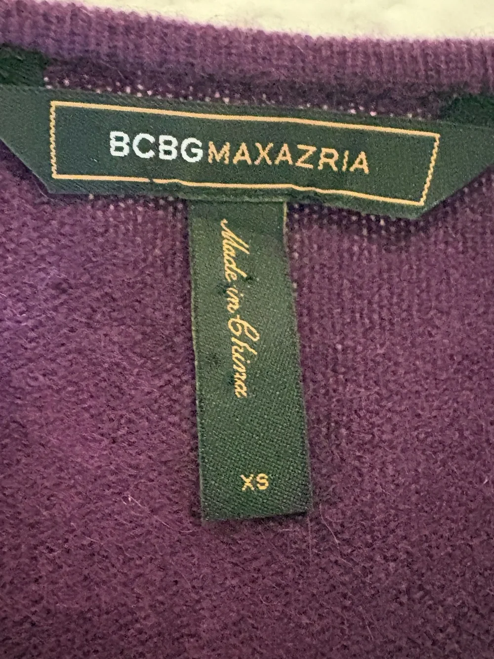 BCBGMAXAZRIA 100% Cashmere Convertible Zip Sweater Luxe Plum Purple NWOT Sz XS/S - Picture 5 of 12